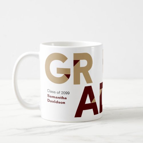 Maroon Gold Big Bold Angle_Cut Letters Graduation Coffee Mug