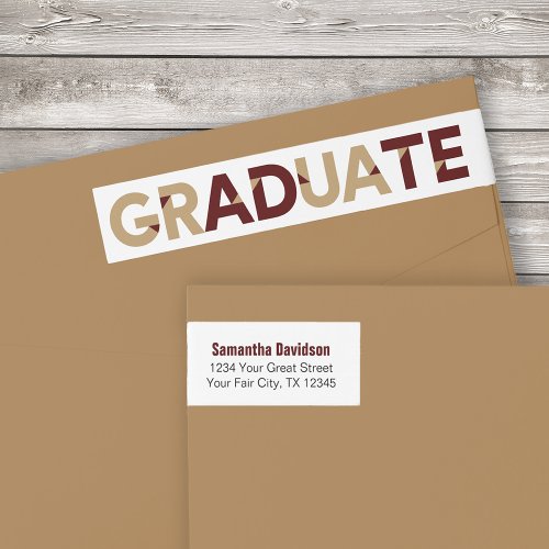 Maroon Gold Big Bold Angle_Cut Letters Graduation Wrap Around Label