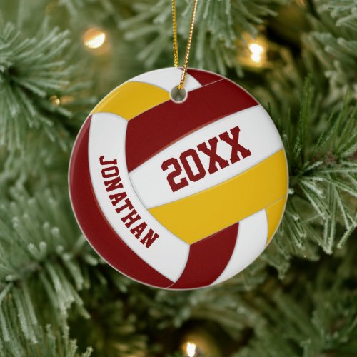 maroon gold boys girls team colors volleyball ceramic ornament
