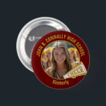Maroon Gold Cheerleader Photo High School Spirit Button<br><div class="desc">This cool customized high school cheerleader photo gift features your name in gold on a maroon button with a CHEER megaphone. Personalize with your student's photograph and class year as a proud cheerleading parent. A mom and dad can wear these buttons to competition and games.</div>