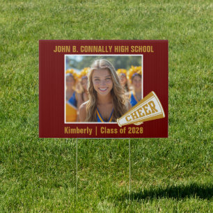 Maroon Gold Cheerleader Photo High School Yard Sign