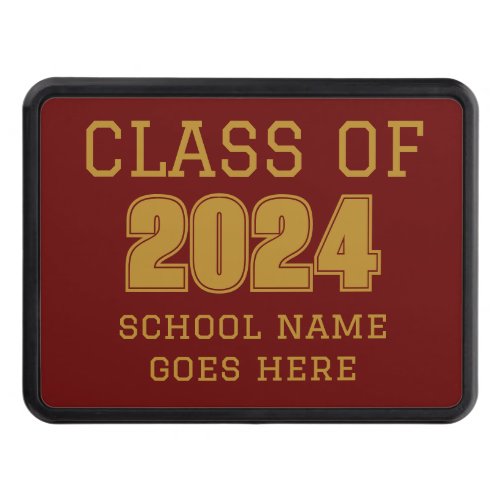 Maroon Gold Class of 2024 Personalized Graduation Hitch Cover