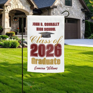 Maroon Gold Class of 2026 Custom Graduation Garden Flag
