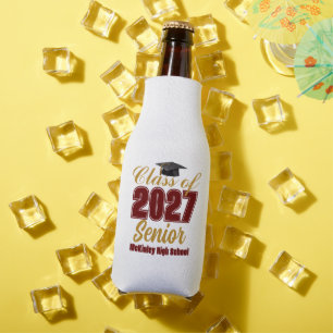 Maroon Gold Class of 2027 Senior Custom Bottle Cooler