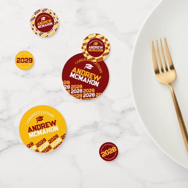 Maroon & Gold Class of ANY YEAR Personalized Party Confetti (Group)