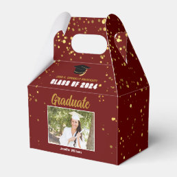 Maroon Gold College Graduation Photo 2024 Party Favor Boxes
