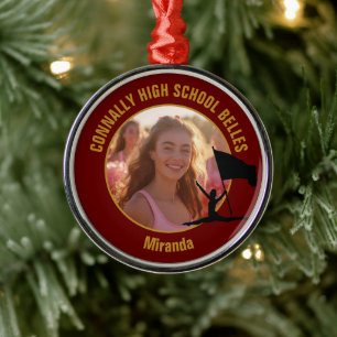 Maroon Gold Color Guard Photo Christmas Gift Metal Ornament