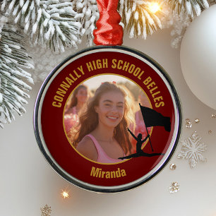 Maroon Gold Color Guard Photo Christmas Gift Metal Ornament
