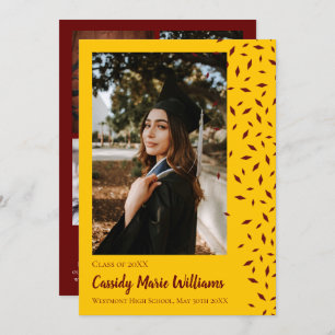 Maroon Gold Confetti Graduation Announcement