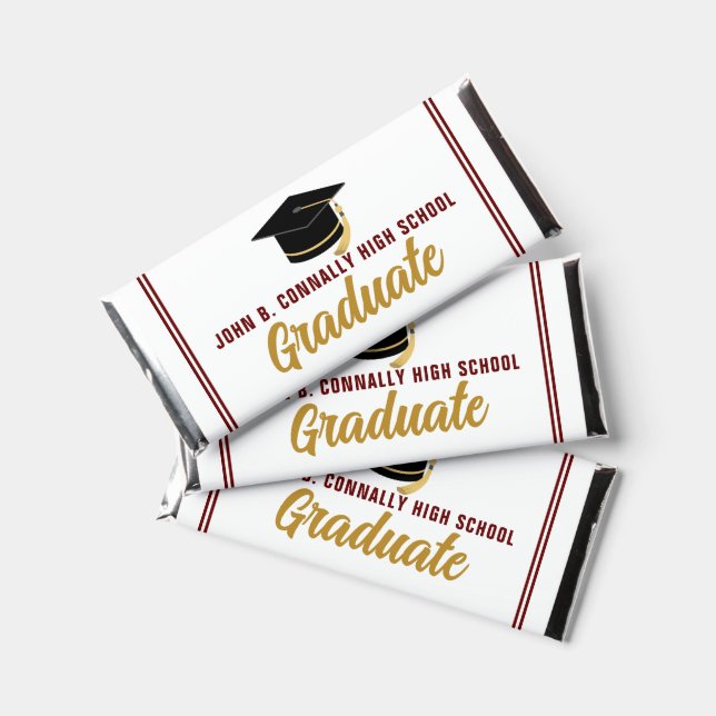 Maroon Gold Congratulations Graduate Cap Party Hershey Bar Favors (Front)