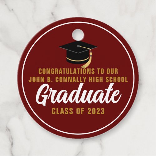 Maroon Gold Congratulations Graduate Custom 2023 Favor Tags
