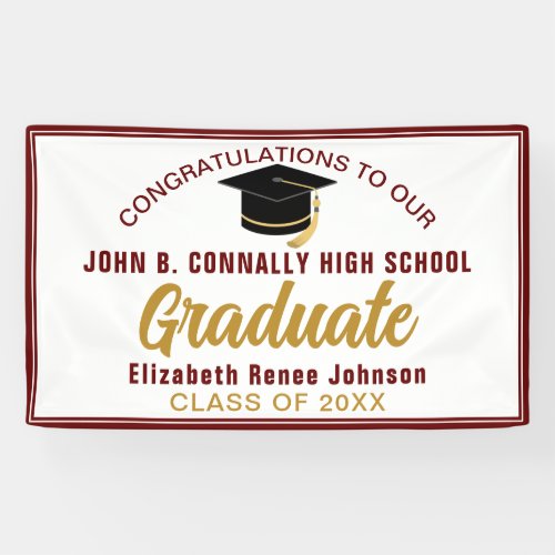 Maroon Gold Congratulations Graduate Custom Party Banner