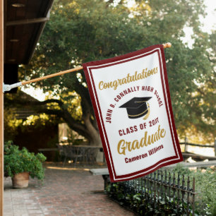 Maroon Gold Congratulations Graduate Customized House Flag