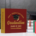 Maroon Gold Custom 2024 Graduation Photo Album 3 Ring Binder<br><div class="desc">This modern maroon and gold custom senior graduation photo album features your high school or college name for the class of 2024. Customize with your graduating year under the chic handwritten script and black grad cap for a great personalized graduate binder keepsake gift. Fill with your photos or memorabilia.</div>