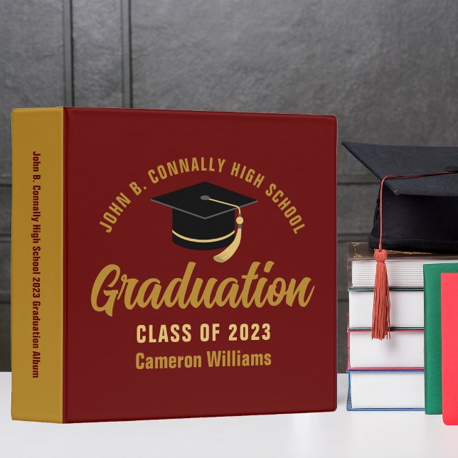 Maroon Gold Custom 2026 Graduation Photo Album 3 Ring Binder (Creator Uploaded)
