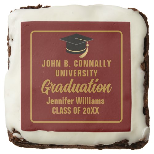 Maroon Gold Custom Class of 2024 Graduation Party Brownie