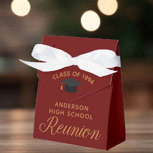 Maroon Gold Custom High School Reunion Party Favor Boxes