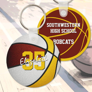 maroon gold custom jersey number basketball keychain