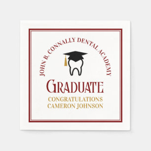 Maroon Gold Dental School Custom Graduation Party Napkins