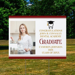 Maroon Gold Dental School Graduation Photo Yard Sign
