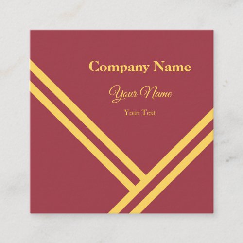 Maroon Gold Diagonal Stripes Modern Graphic Design Square Business Card
