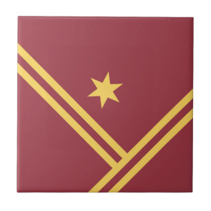 Maroon Gold Diagonal Stripes Star Modern Graphic Ceramic Tile