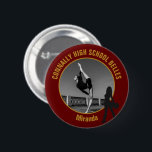 Maroon Gold Drill Team Photo High School Dancer Button<br><div class="desc">This cool customized high school drill team photo gift features gold script of your team and dancer name on a maroon button with a silhouette of a girl holding pom poms in boots. Personalize with your student's photograph and class year as a proud parent. A mom and dad can wear...</div>
