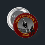 Maroon Gold Drill Team Photo High School Dancer Button<br><div class="desc">This cool customized high school drill team photo gift features gold script of your team and dancer name on a maroon button with a silhouette of a girl holding pom poms in boots. Personalize with your student's photograph and class year as a proud parent. A mom and dad can wear...</div>