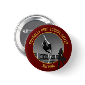 Maroon Gold Drill Team Photo High School Dancer Button
