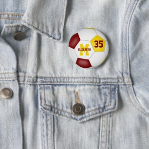 Maroon gold girls boys soccer team colors button