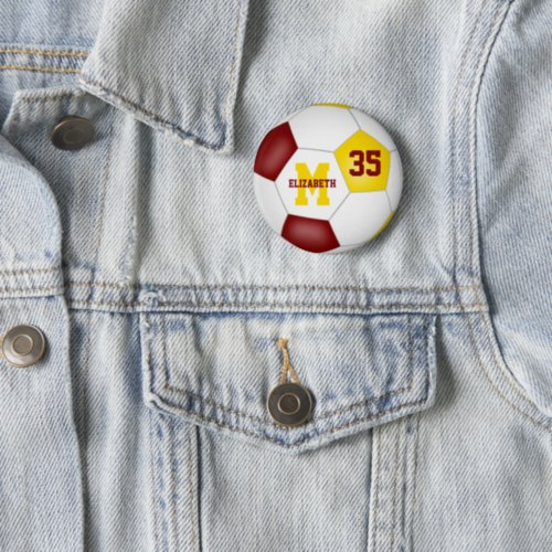 Maroon gold girls boys soccer team colors button