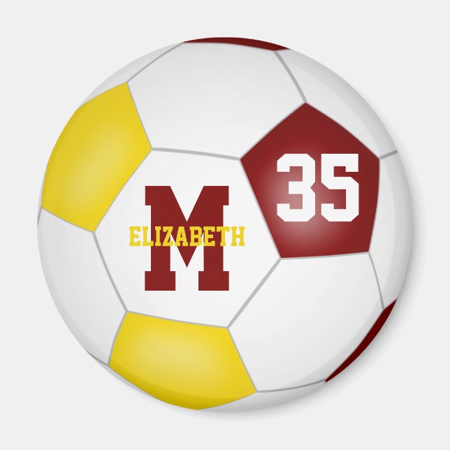 maroon gold girls boys soccer team colors magnet (Front)