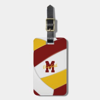 maroon gold girls boys team gifts volleyball luggage tag