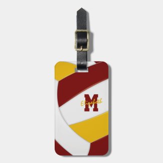 maroon gold girls boys team gifts volleyball luggage tag
