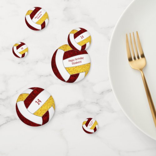 maroon gold girls volleyball birthday personalized confetti