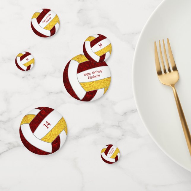 maroon gold girls volleyball birthday personalized confetti (Group)