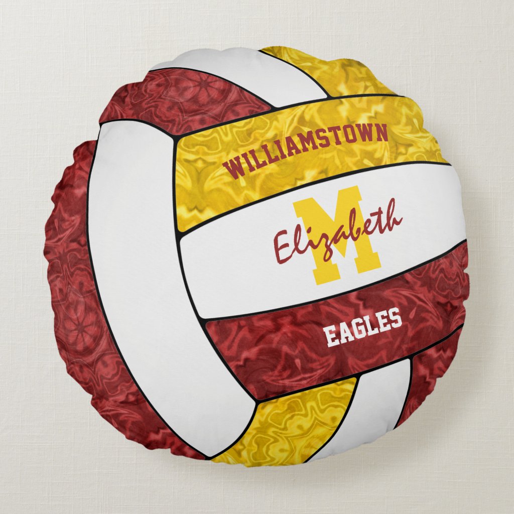 maroon gold sports team colors girls volleyball pillow