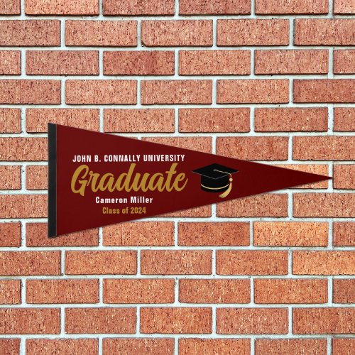 Maroon Gold Graduate Custom 2024 Graduation Pennant Flag