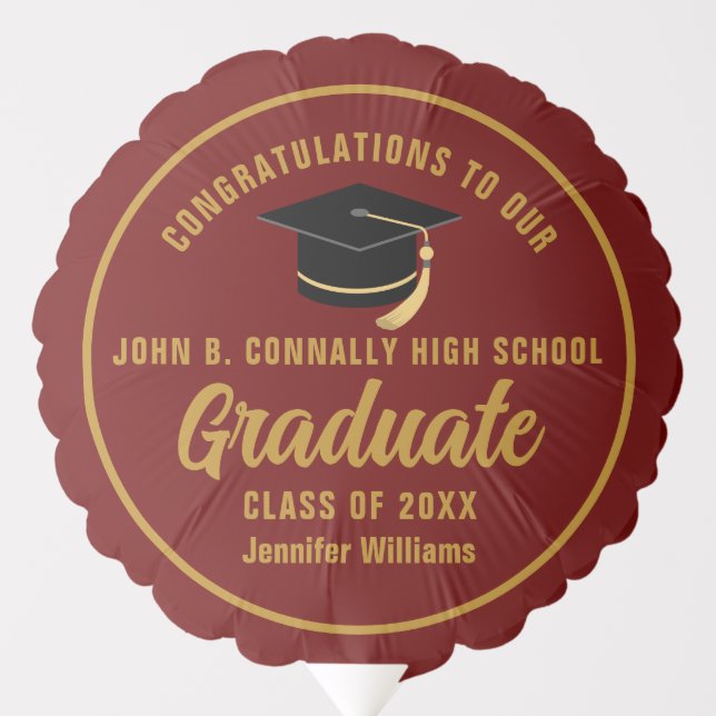 Maroon Gold Graduate Custom 20254 Graduation Party Balloon (Front)