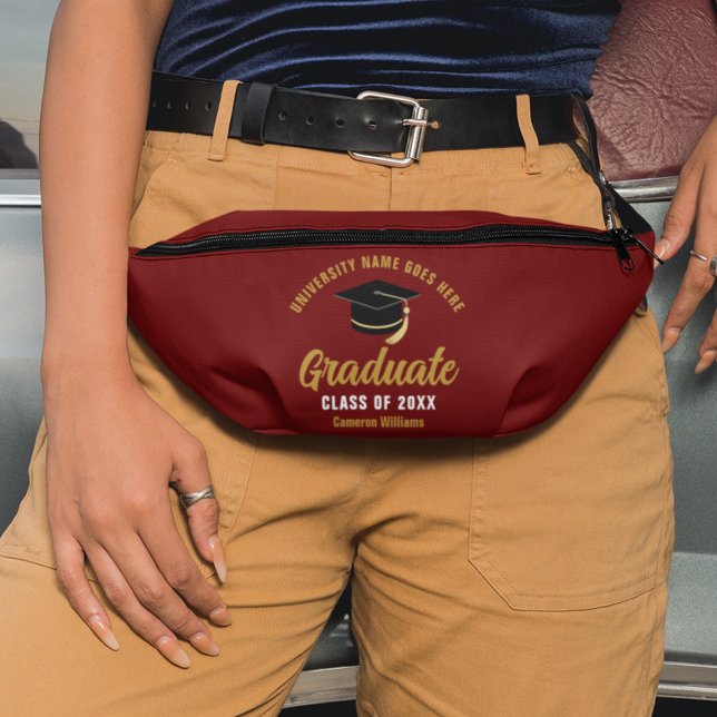 Maroon Gold Graduate Custom 2025 Graduation Fanny Pack (Creator Uploaded)