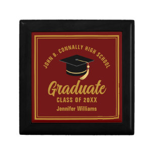 Maroon Gold Graduate Custom 2025 Graduation Party Gift Box