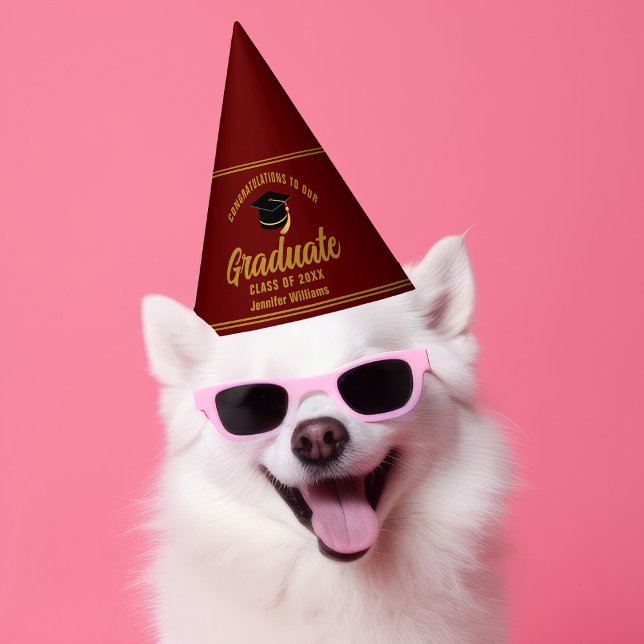 Maroon Gold Graduate Custom 2025 Graduation Party Hat (Creator Uploaded)