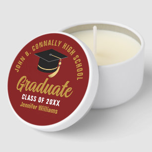 Maroon Gold Graduate Custom 2026 Graduation Party Mini Candle Favors