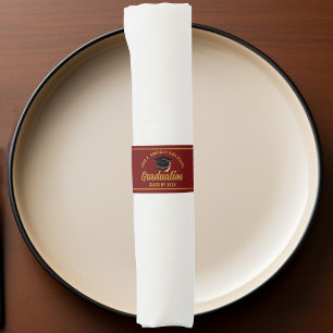 Maroon Gold Graduate Custom 2026 Graduation Party Napkin Bands