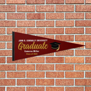Maroon Gold Graduate Custom Graduation Pennant Flag