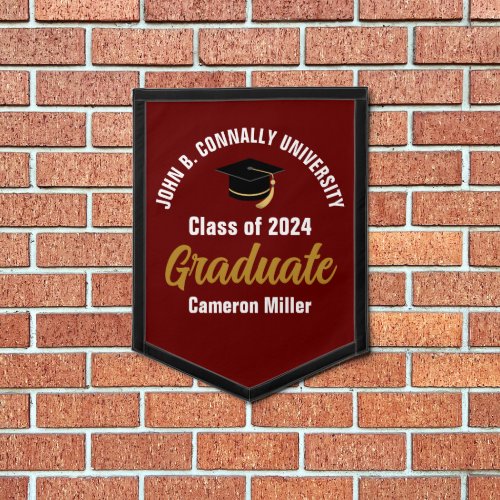 Maroon Gold Graduate Personalized 2024 Graduation Pennant