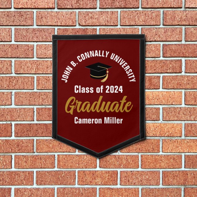 Maroon Gold Graduate Personalized 2026 Graduation Pennant (Insitu 1)