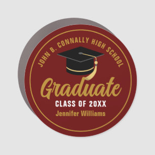 Maroon Gold Graduate Personalized Graduation Car Magnet