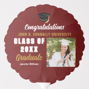 Maroon Gold Graduate Photo 2025 Graduation Party Balloon