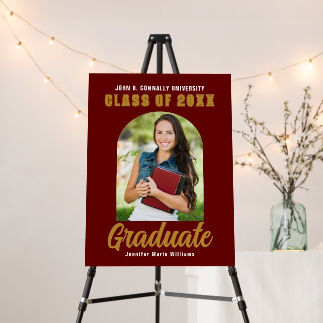 Maroon Gold Graduate Photo Arch Graduation Party Foam Board (In Situ (Stand))
